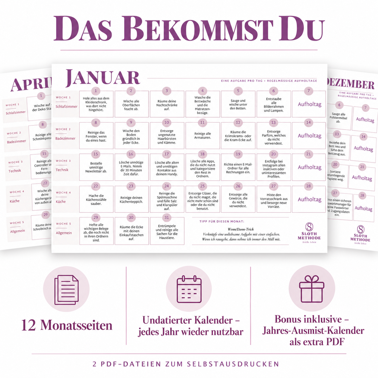 365-Tage-Haushaltskalender | Der Faultier-Kalender von Sloth-Methode – Bild 3